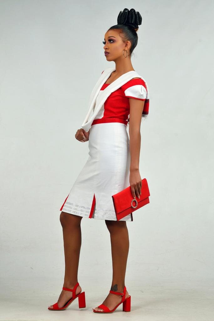 Red and White Midi Dress